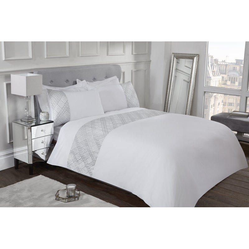 Atosha Polyester Solid Colour Duvet Cover Set with Pillowcases Included, Single - 1 Standard Pillowcase, White
