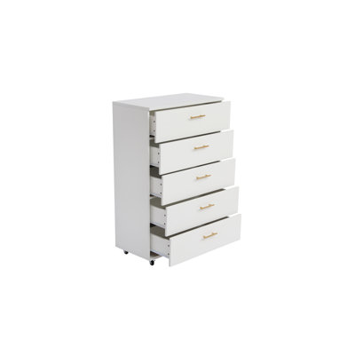 White 5-Drawer Dresser with handles