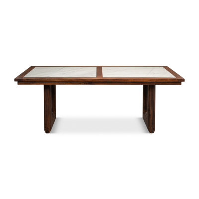 Versatilis Marble Top Solid Wood Base Dining Table