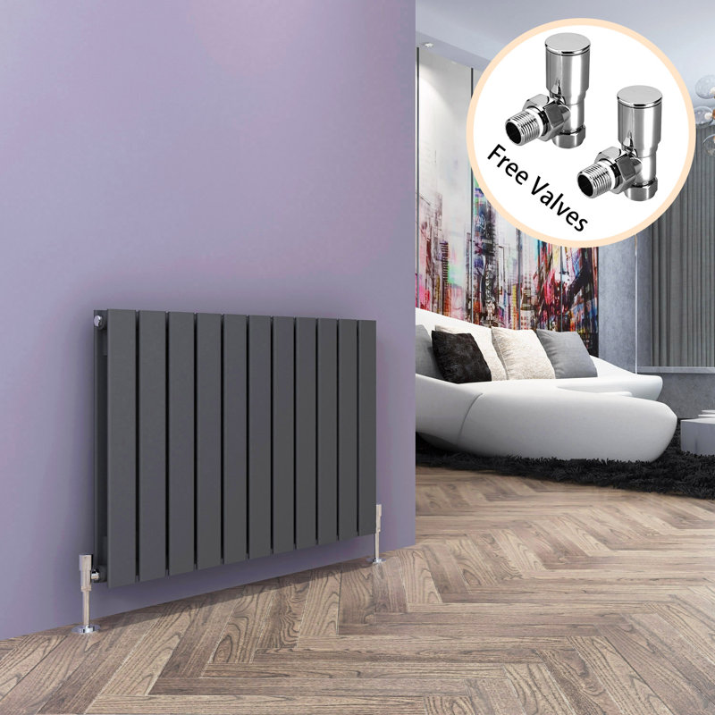 Kootenai Horizontal Designer Radiator, Black, 600mm H x 836mm W x 61mm D