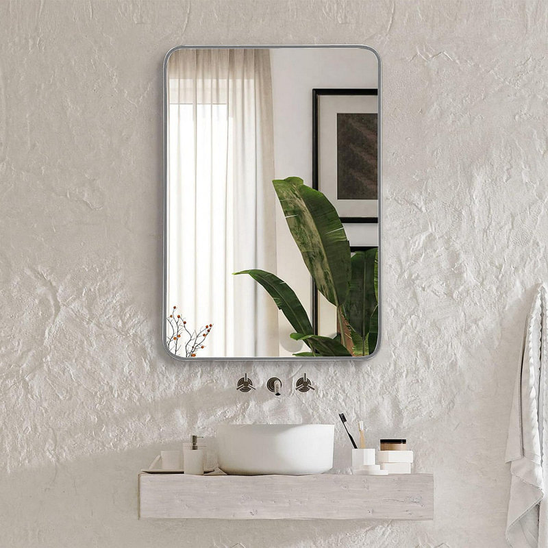 Miroir de salle de bain 22x30, 22,06 po x 30,06 po, Argent argent
