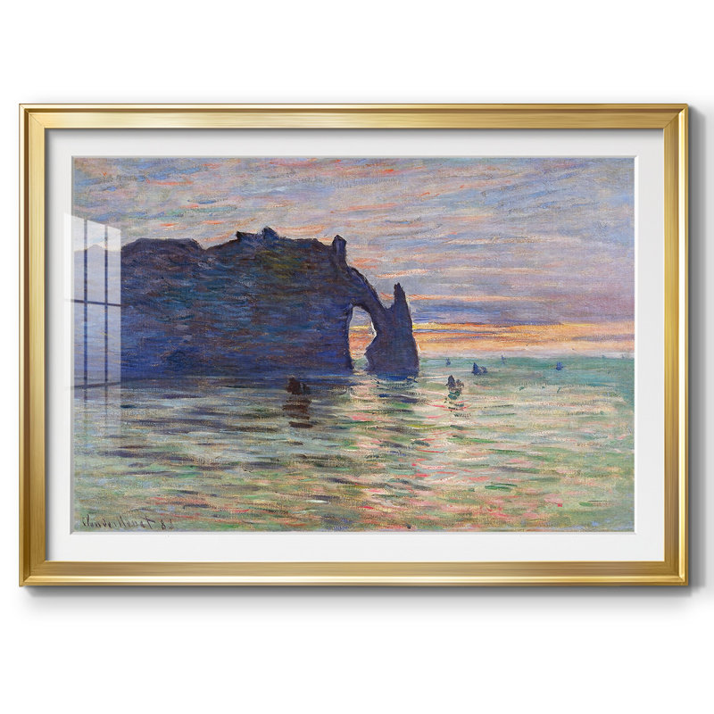 Etretat, Sunset, 1883, reproduction d'art encadrée, Or, H 15 po x l 21 po x P 1,5 po