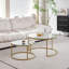 Modern Nesting Side Coffee Tables, Clear Tempered Glass Tops with Golden Metal Circular Frame-464765765