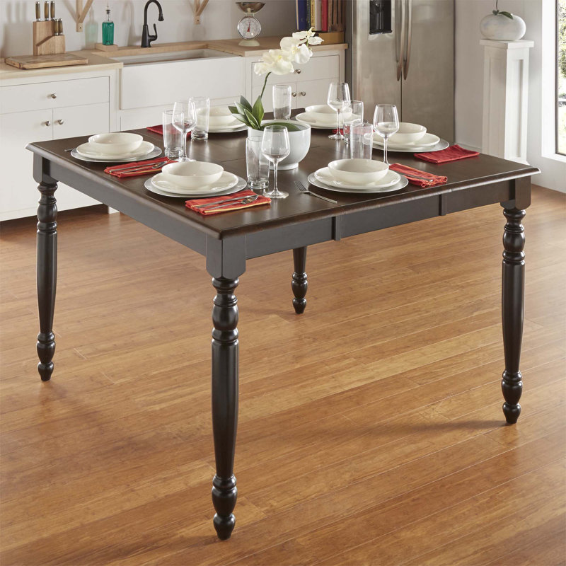 Alyssha Extendable Solid Wood Dining Table, Antique Black