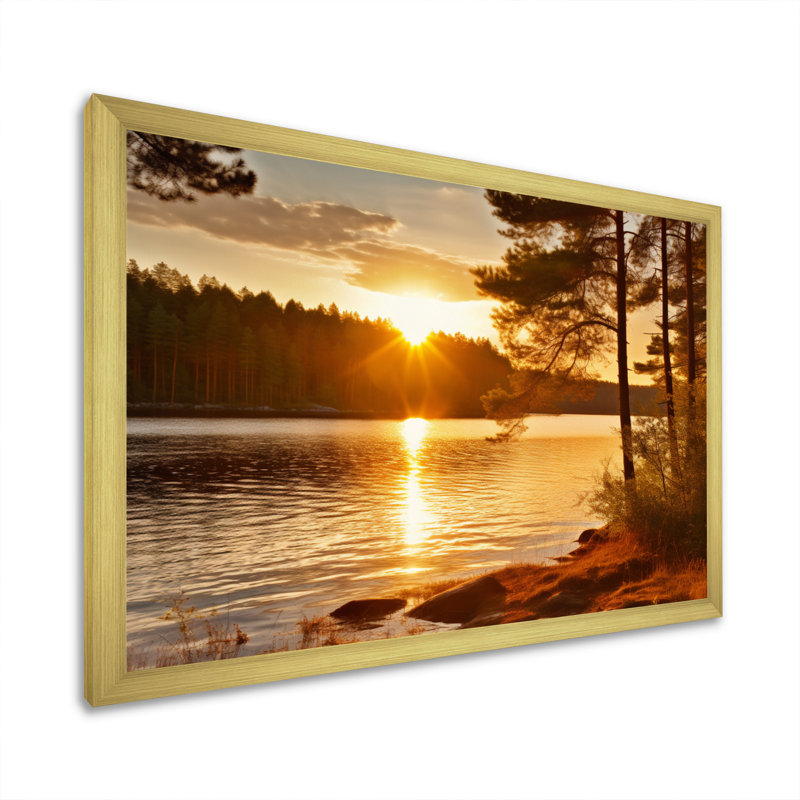 " Horizon's Embrace ", 12" H x 20" W x 1" D, Gold Single Picture Framed