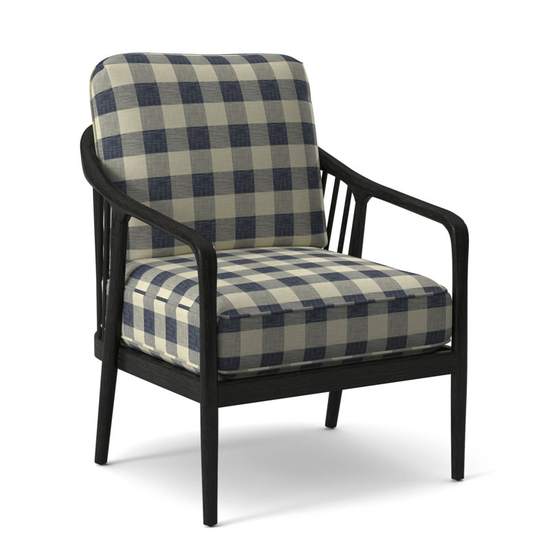 Fauteuil l 23 po Guinevere, Noir antique, À gros carreaux bleus; 0120-61