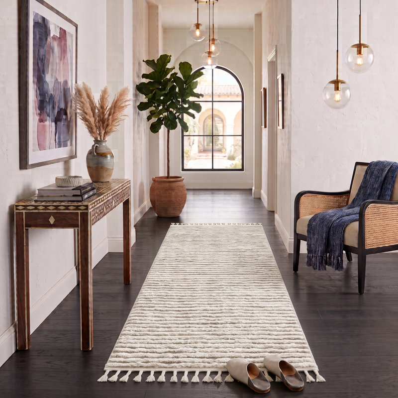 Tapis beige à poils longs Ruprecht, Tapis de couloir 2 pi 7 po x 8 pi