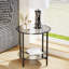 Table de bout avec plateau en verre et rangement-1989326390