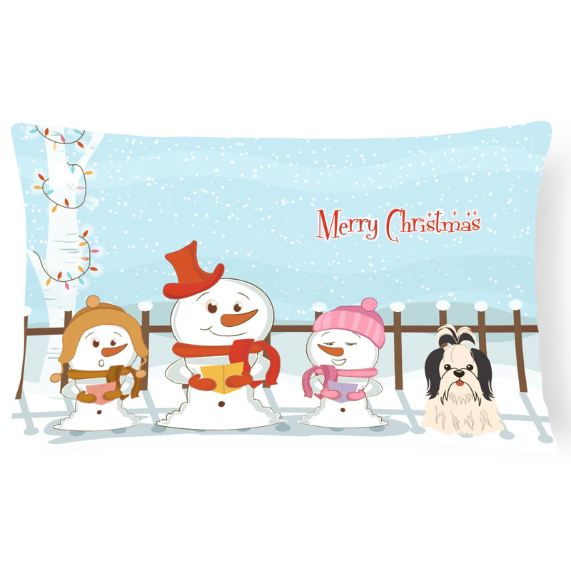 Coussin lombaire intérieur / extérieur Merry Christmas, Noir / blanc