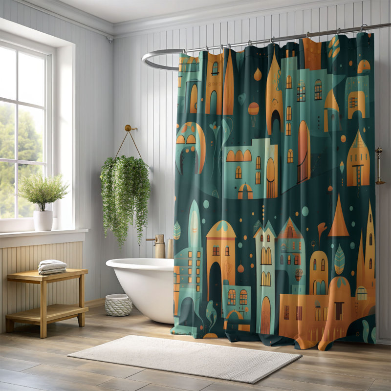 Rideau de douche Chirpy City - Premium, H 74 po x l 71 po