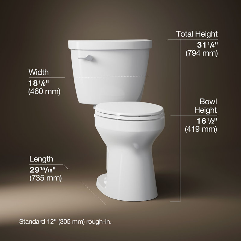 Cimarron® Two-Piece Elongated Toilet, 1.28 Gpf, White