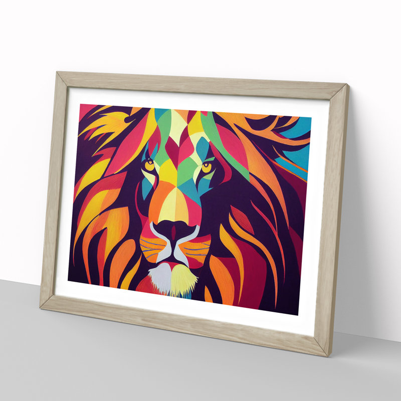 Abstract Lion Vol.1 - Framed Print, 34cm H x 46cm W x 2cm D, Oak