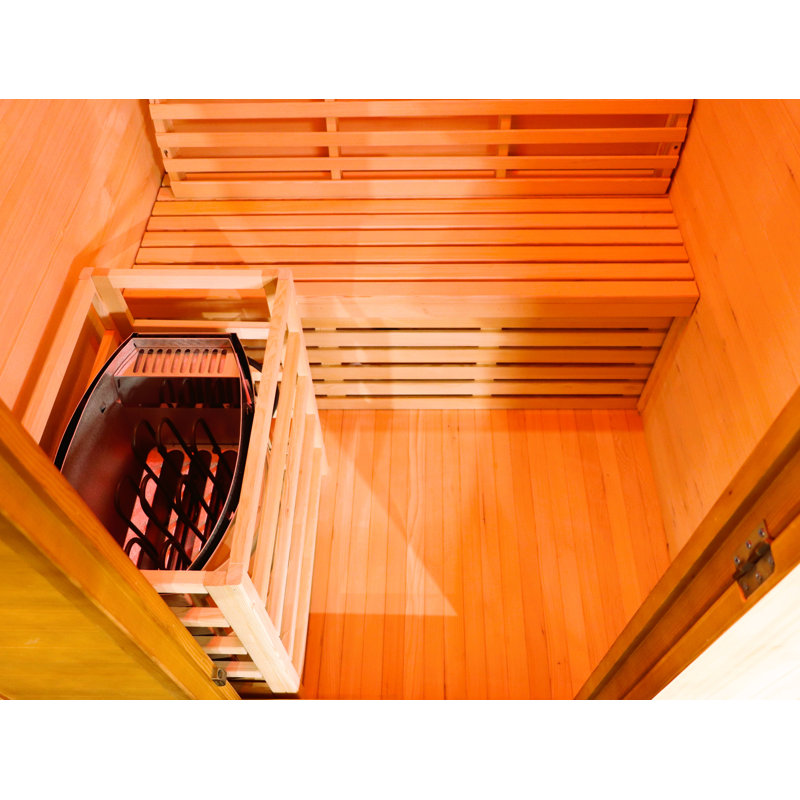 SunRay Saunas 2 - Person Bluetooth Compatible Traditional Steam Sauna in Hemlock