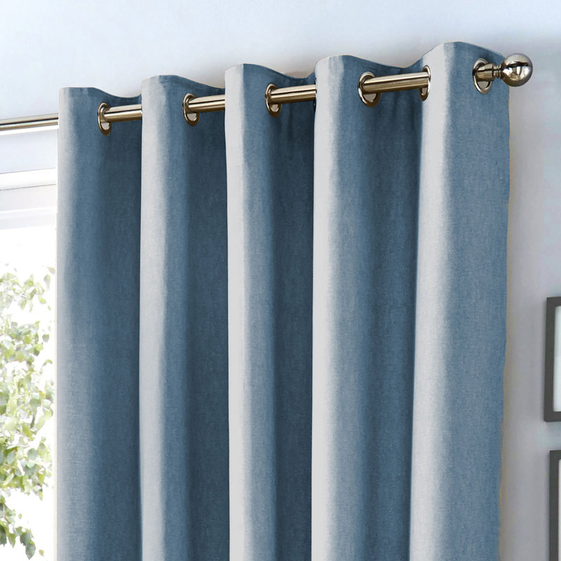 Sorbonne 100% Cotton Semi Sheer Curtain Pair, Width 229 x Drop 229 cm, Light Blue