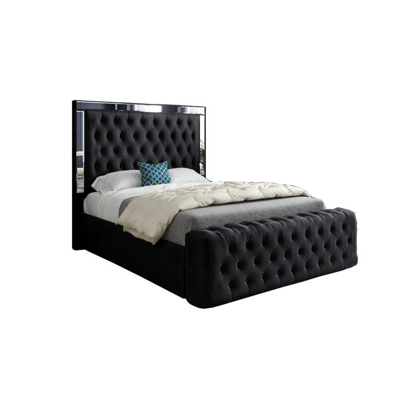 Aleck Upholstered Bed, Small Single (2'6), Black