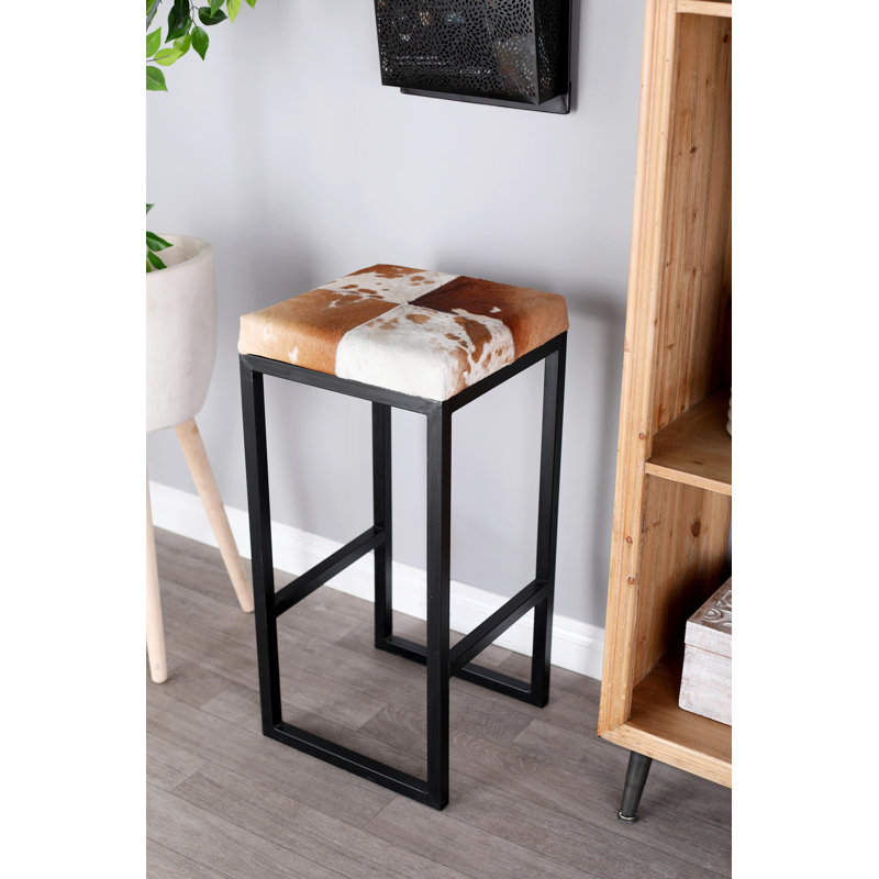 Tabouret en métal Tumin Brown avec base noire