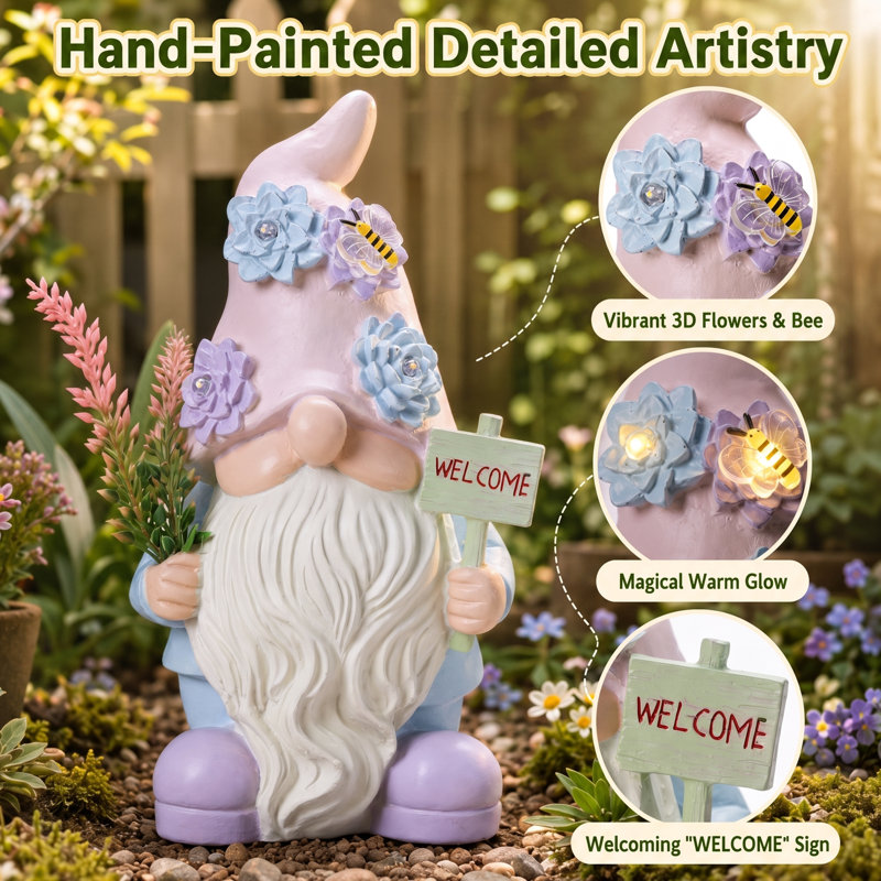 Pink and Purple Succulent Lavender Gnome