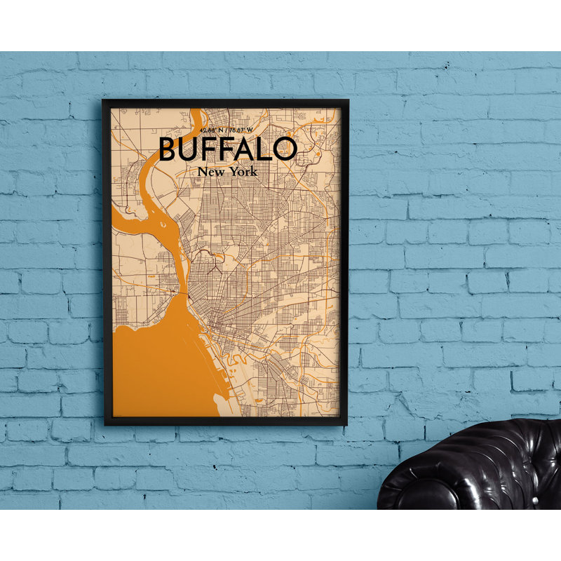 Buffalo City Map - No Frame Print, 60.2 cm H x 27.9 cm W