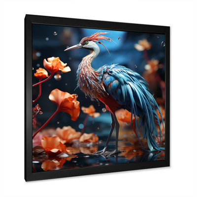 «Watery Blues Heron - Bird Wall Art Living Room»