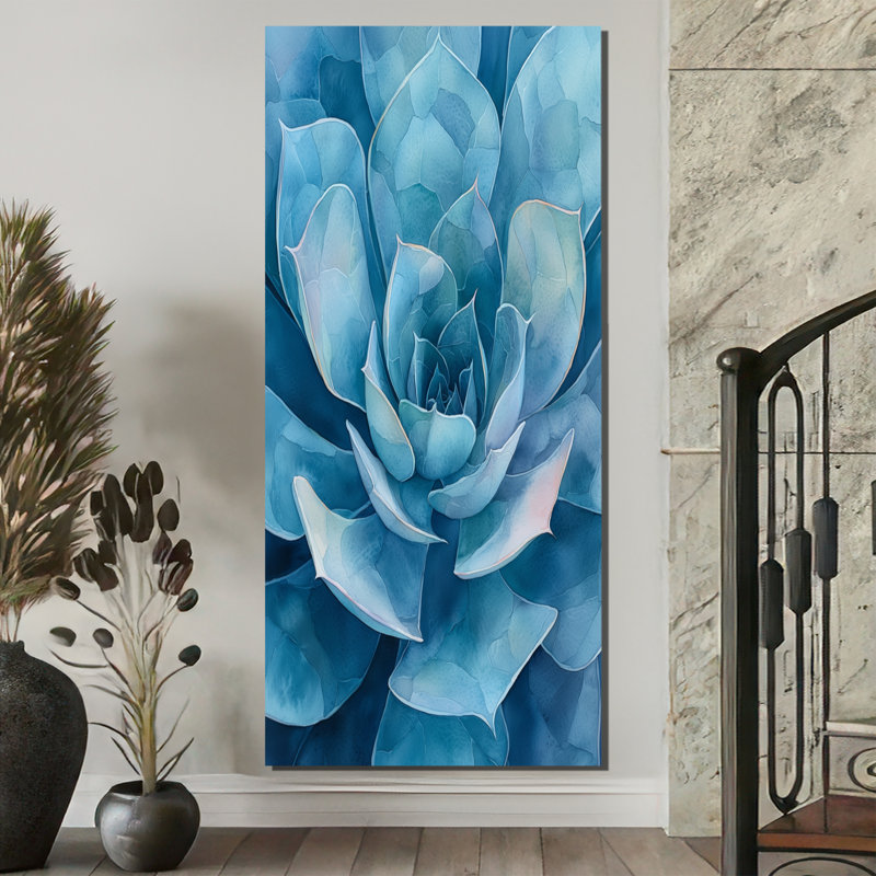 Luxora Desert Succulent Leaves II - feuilles, art mural, H 60 po x l 28 po, Toile tendue, Ne s’applique pas