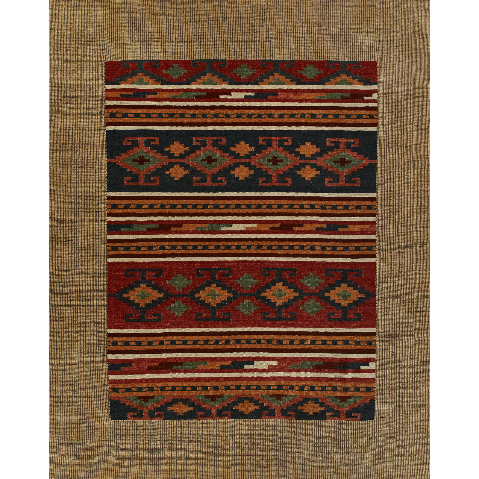 Adobe Multi Hand-Woven Geometric Jute Rug, Rectangle 9' x 12'
