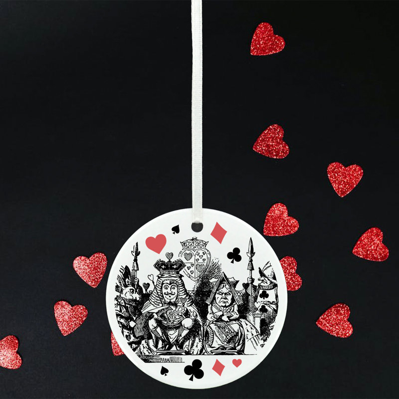 King and Queen Alice In Wonderland Circle Shaped Ceramic Ornament Bauble