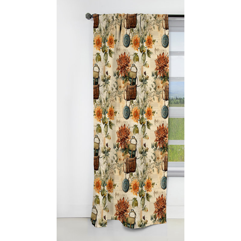 Motif rétro boho rétro - rideau boho abstrait - rideau occultant abstrait - 1 panneaux, L 52 po x L 108 po