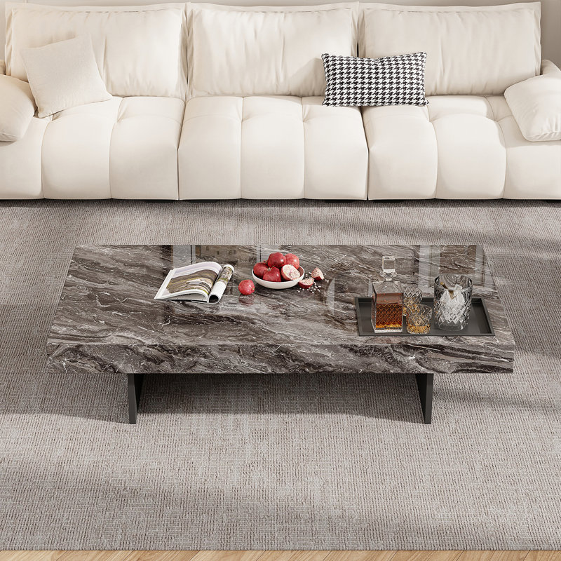Elbin Single Coffee Table, Black/Gray Top/Black Base
