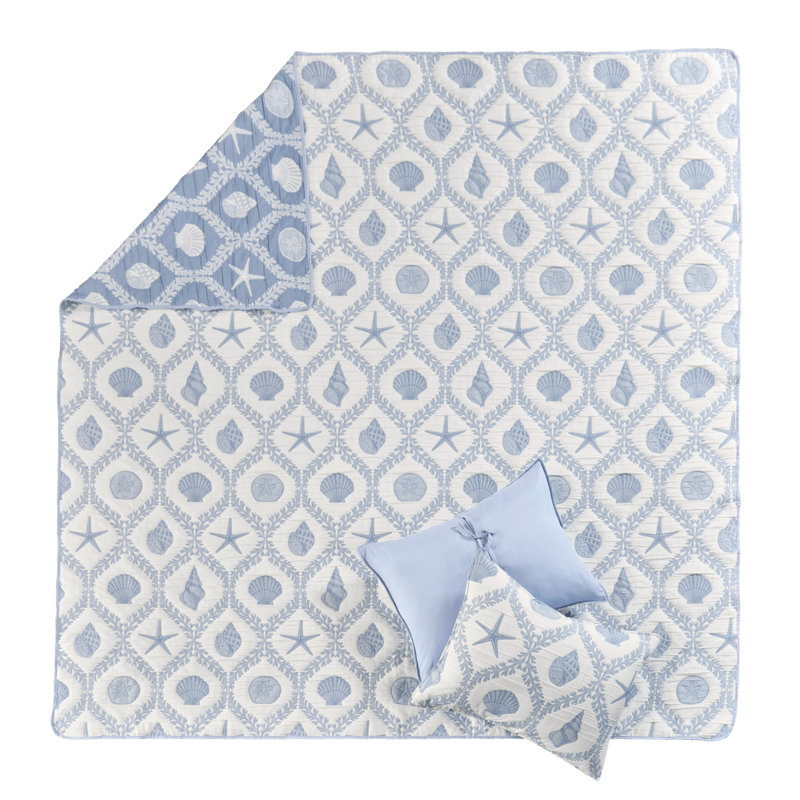 Greenland Home Fashions Laguna Chambray Coverlet Set, 3-Piece, Queen