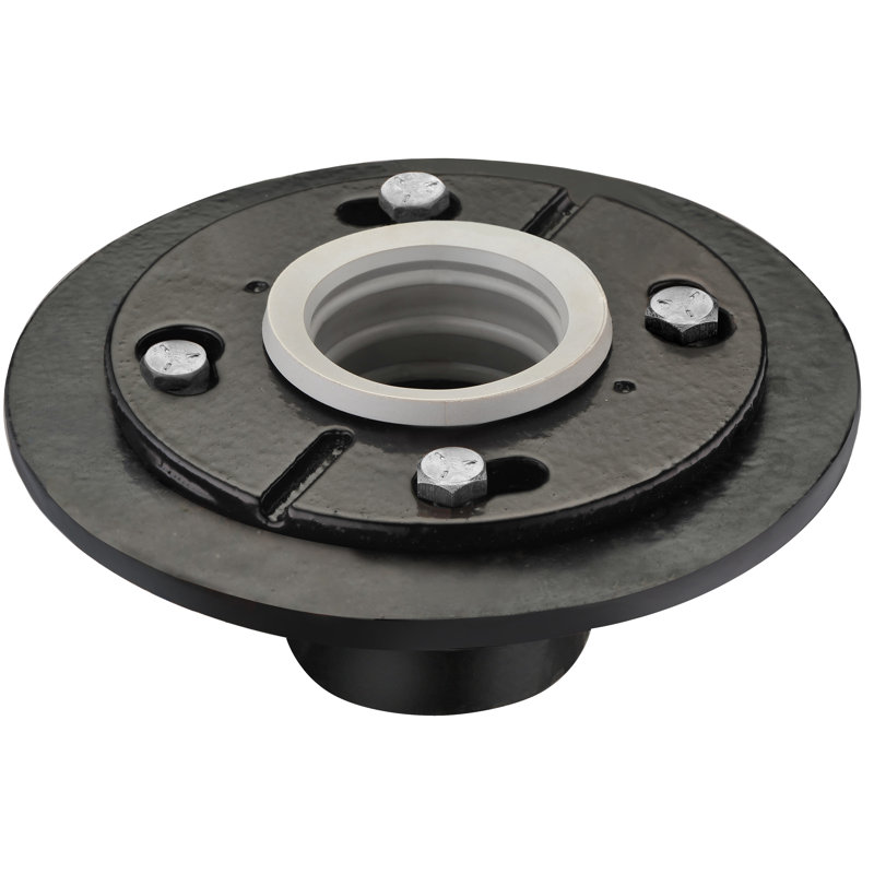 Black Cast Iron Shower Drain Base with Rubber Fitting