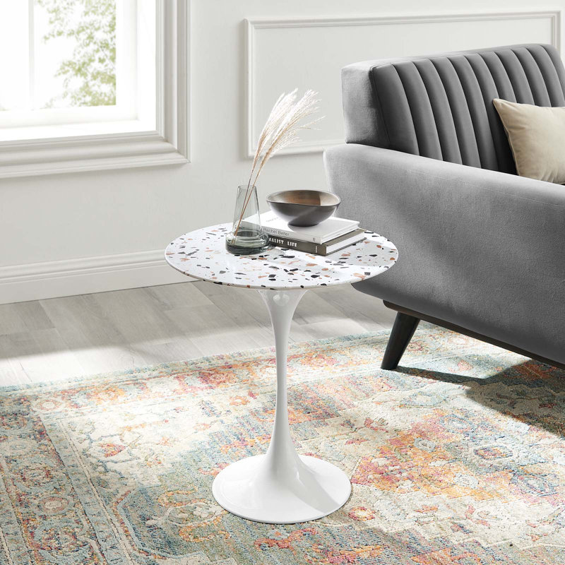 Table d'appoint ronde Modway Lippa, Blanc, Blanc