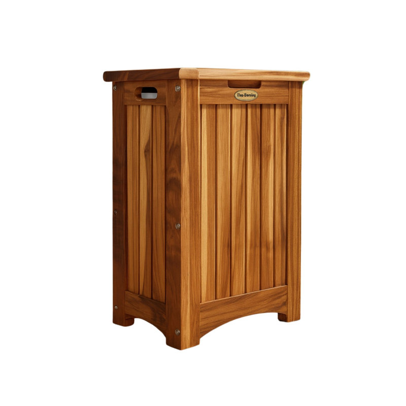 EcoDecors Storage Hamper Standard Solid Teak Deck Box, Small (24.5" H x 15" W x 10.3" D), Brown