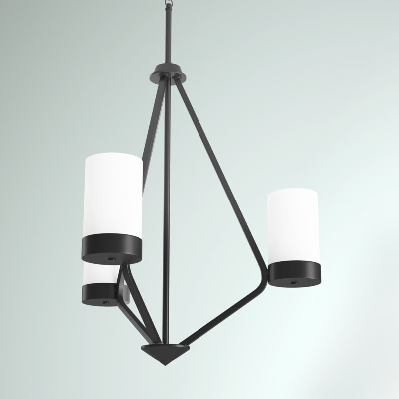 3 - Light Dimmable Geometric Chandelier, Black