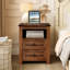 18" Nightstand & End Table With Charging Station & Open Shelf Storage  Bedside Modern Wood Bed Side-1003901276-1003311157
