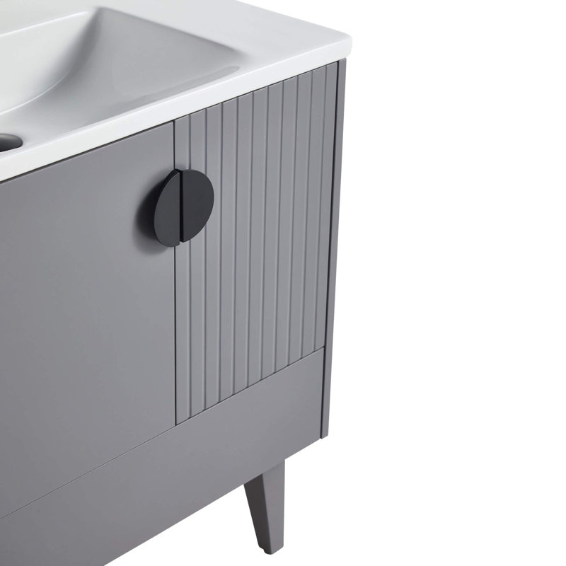 Ensemble de meuble-lavabo simple 30 po Saimah, Noir, Gris roche
