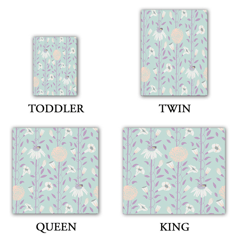 Ensemble de housse de couette Flowers In The Sky, 1 housse de couette grand + 2 taies standards