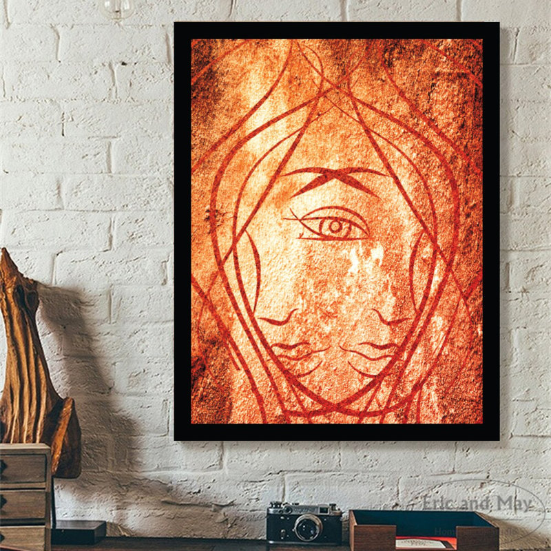 Femme abstraite - reproduction encadrée, Rouge