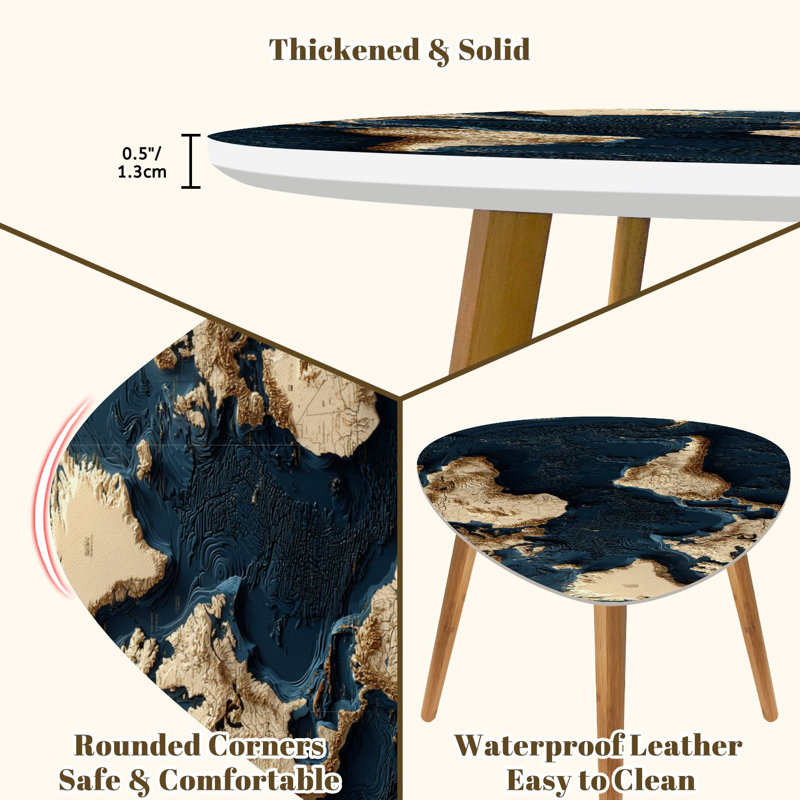 Ensemble de 2 tables basses gigognes Triangle World Map Map World