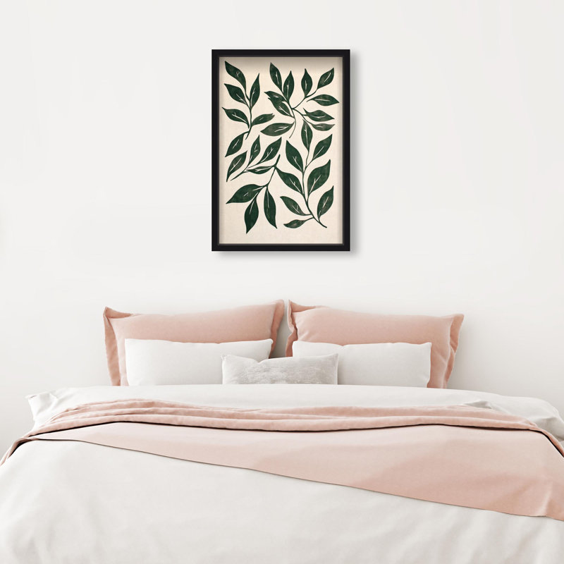 Oliver Gal Leaf Linen II Floral and Botanical - Luxury Shadowbox Framed Wall Art, Black, 25" H x 17" W
