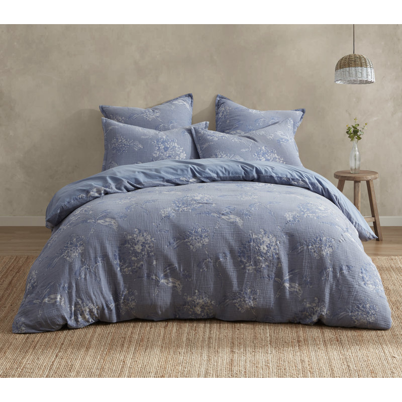 Ensemble d'édredon en jacquard de coton Gigi - bleu, Édredon très grand + 2 taies décoratives