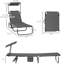 Chaise longue de patio avec auvent, gris foncé - Pliable inclinable pour la plage, la cour, la piscine, les chaises pliantes, le soleil, le parasol et le matériau respirant