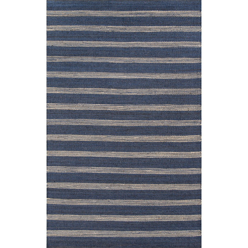 Tapis bleu marine tissé à plat Aahil, Tapis de couloir 2 pi 3 po x 8 pi