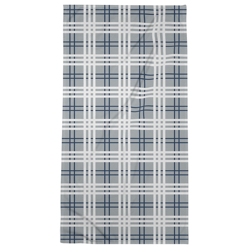 Serviette de plage de luxe Seattle football, Microfibre, Gris loup / bleu marine collège / blanc