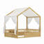 Lit de plancher pour enfants, base de lit en bois avec garde-corps de sécurité, guirlande lumineuse intégrée et tablette-2139226427
