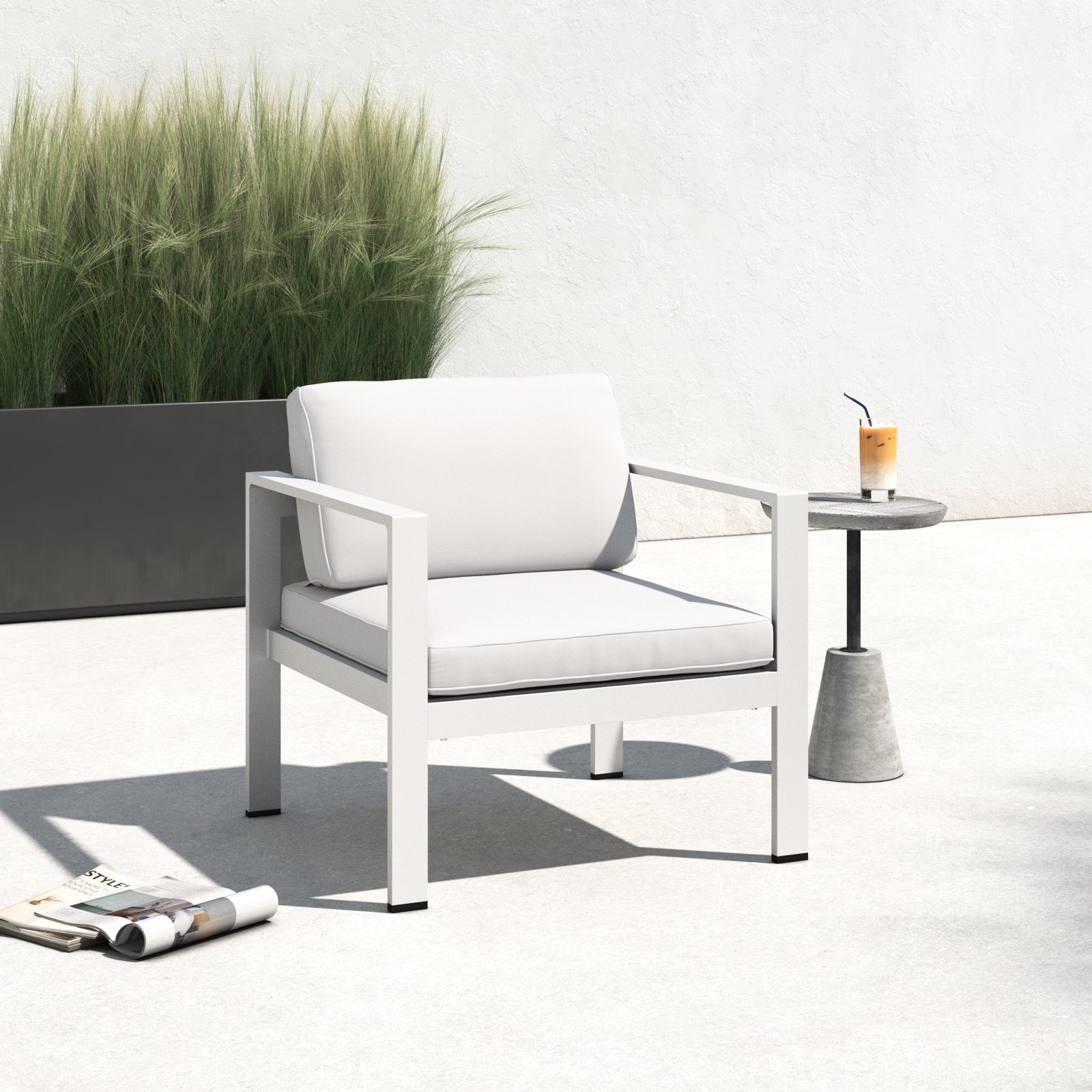 Aynura Patio Lounge Chair, White