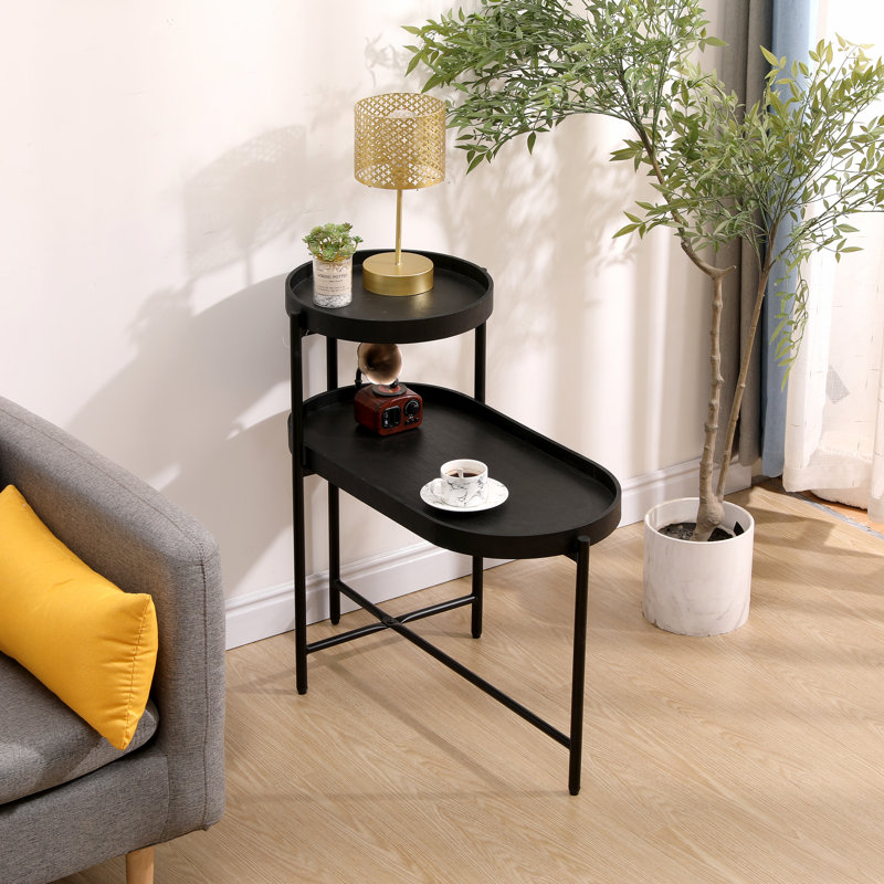 Gassan End Table, Black, 27.75" H x 27.55" W x 13.66" D
