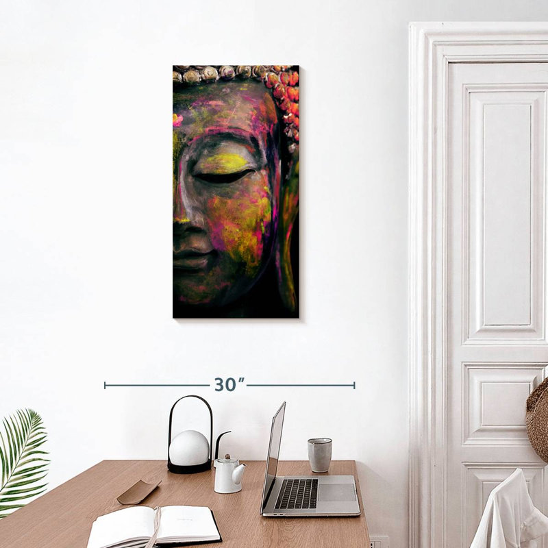 Bouddha aux couleurs vives, H 30 po x l 15 po