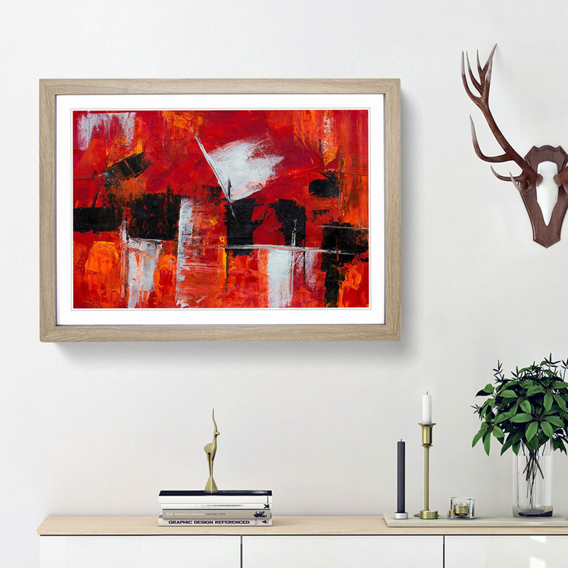 Abstract Art Painting Vol.263 by S.Johnson - Picture Frame Painting Print, 36cm H x 48cm W x 2cm D, Oak Framed