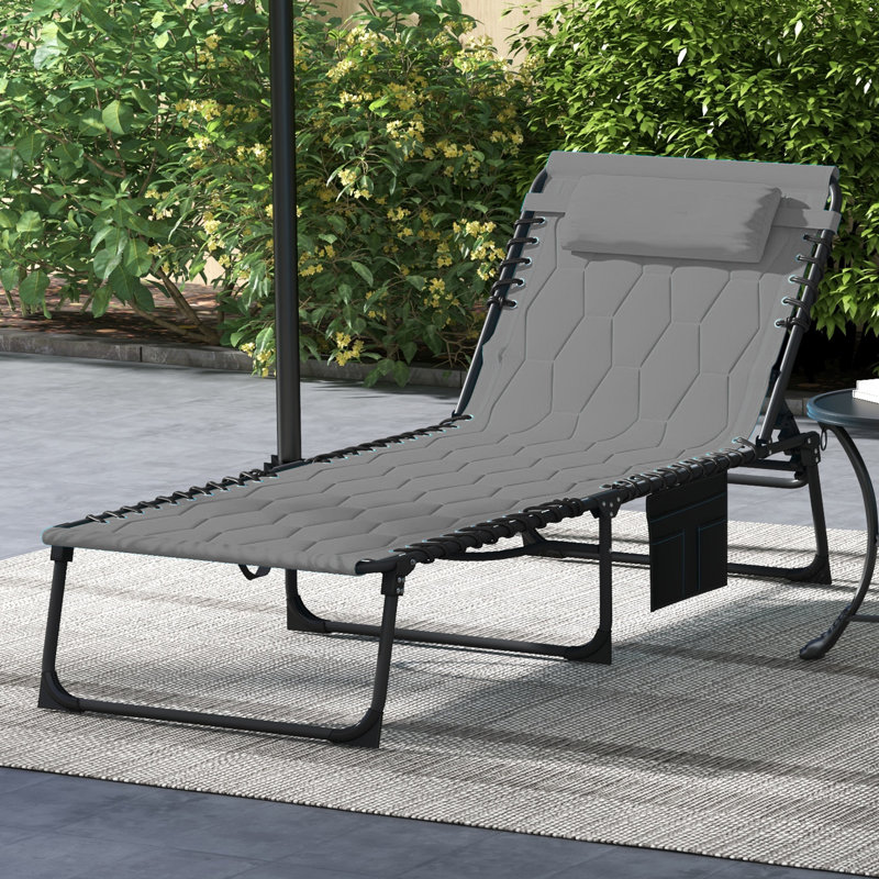 Shawney Outdoor Metal Chaise Lounge Set, 1, Gray