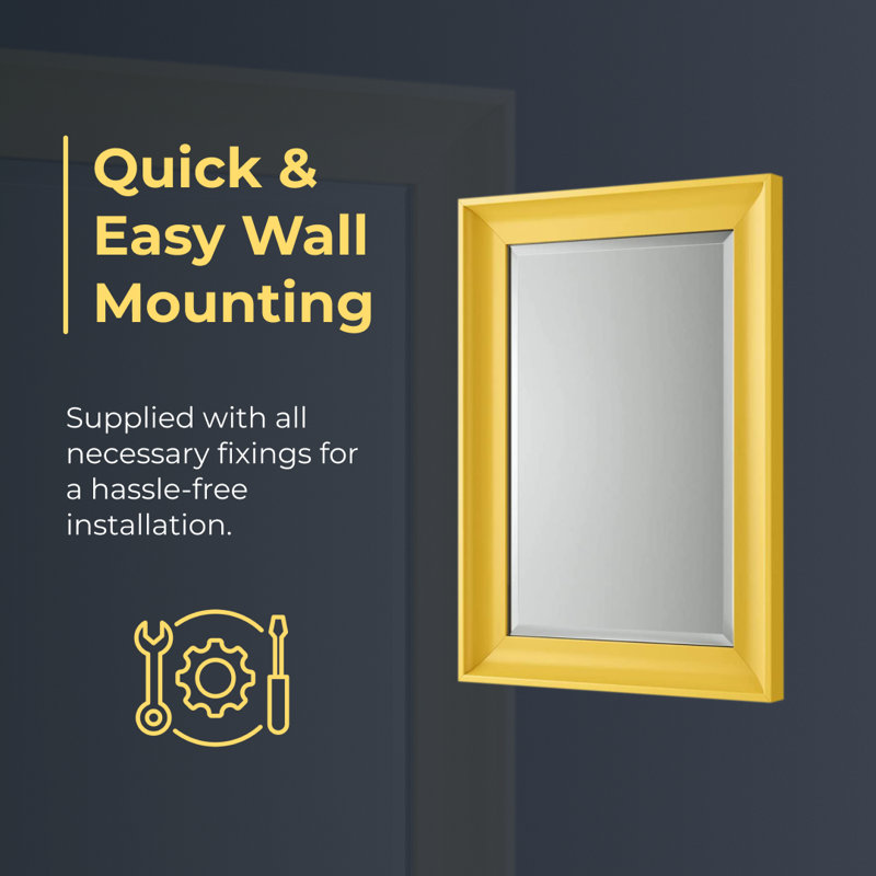 Mirror Cabinets 500mm W 700mm H Wall Mounted Required Framed Medicine Cabinet Mirror Fixed, Yellow